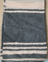 New | Comfort Bay 2 Pc Cotton Reversible Bath Mat Set