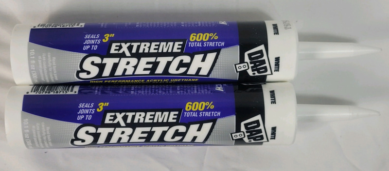 New - Two (2) DAP Extreme Stretch High Performance Acrylic Urethane Elastomeric Sealant , 300ml Tubes