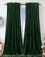 New - Dchola Emerald Green Velvet Curtains , Super Soft Vintage Luxury Heavy Drapes, Room Darkening Rod Pocket Curtain , W52" × L63", 2 Panels