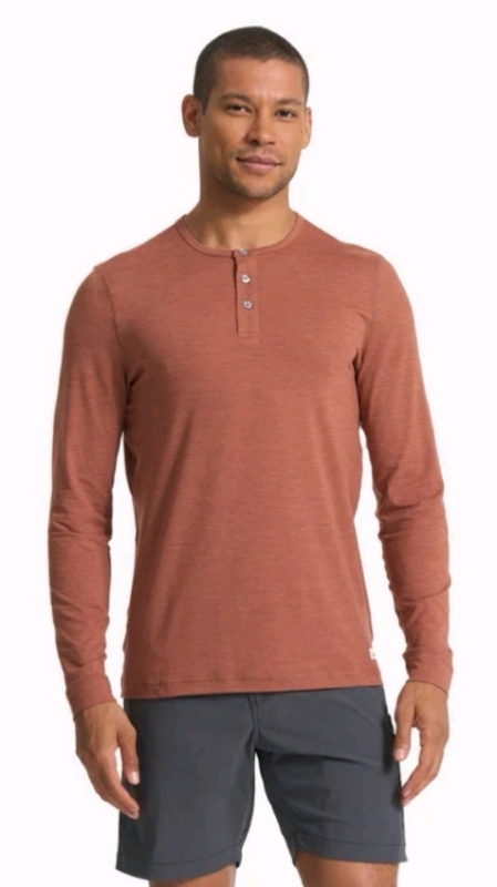 New Men's Performance Henley Top sz Small