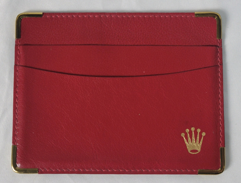 Vintage ROLEX Red Leather Wallet Credit Card / Document Holder . Measures 4.5"×3.5"