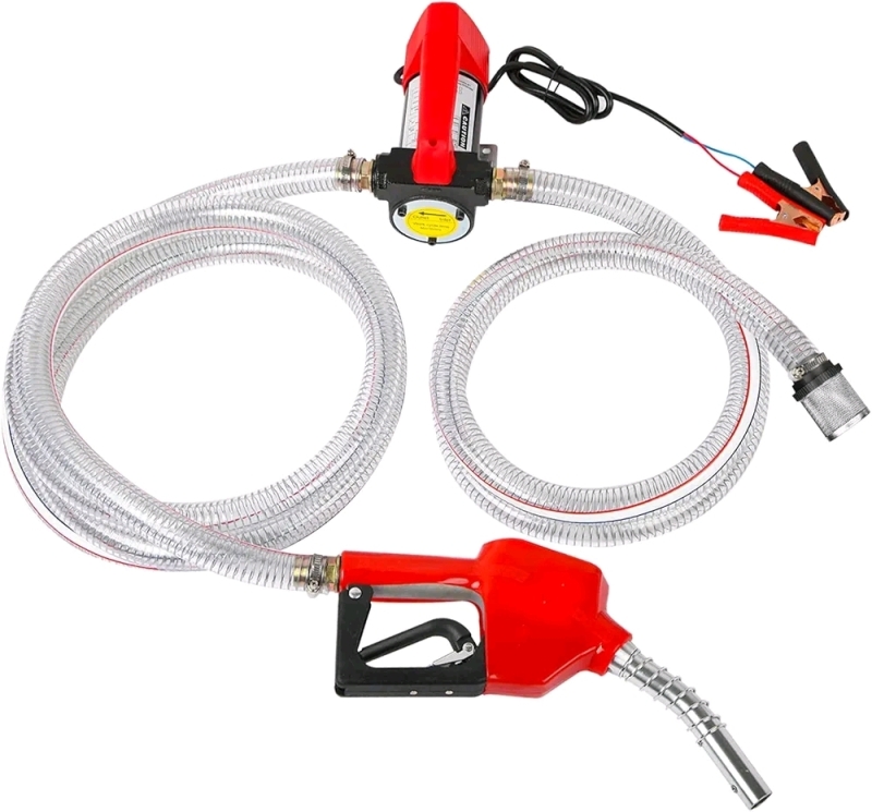 New - Vevitts 12 Volt DC Diesel Transfer Pump , Fuel Transfer Pump w/Nozzle Hoses for Diesel, Kerosene, Machine, Transformer Oil, Self Priming Fuel Pump DC Electric Diesel Fuel Transfer Pump Kit .