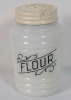 Vintage Hazel Atlas Milk Glass Beehive Black Scroll Shaker Set of 3 - Flour , Pepper & Sugar . No chips or cracks . - 2