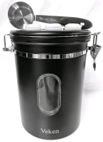 VEKEN Airtight Coffee Canister with Measuring Cup & 6 Replaceable Valves | 4.8" Diameter x 20.5" Tall