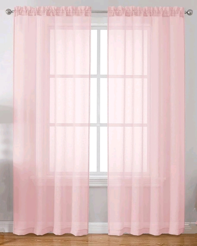 New Lecloud Doris 2 Panels Peach Pink Light Filtering Sheer Curtains | 40" x 84" Long Each