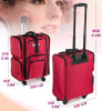 New - Kemier Rolling Makeup Train Case - Professional Makeup Travel Case Portable Artist Cosmetic Trolley Soft Side Nylon Large Capacity Organizer Storage bag on Wheels Red . Retail $130 - 4