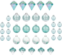 36 New KI Store Teal and Clear Christmas Balls. See Photos For Sizes. Retails for $60+