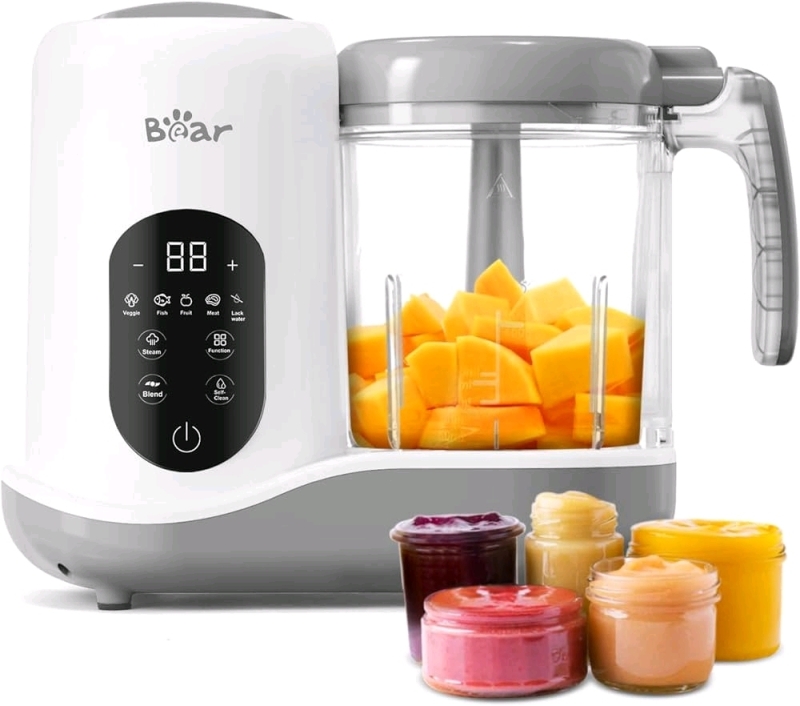 New Open Box Bear Baby Food Maker | One Step Baby Food Processor Steamer Puree Blender | Auto Cooking & Grinding | Baby Food Puree Maker with Self Cleans | Touch Screen Control.