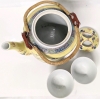 Rare Vintage Chinese Dragon Tea Set with Teapot + 2 Cups in Gorgeous Padded Locking Whicker Basket & Inoxpran Whistling Kettle - 4