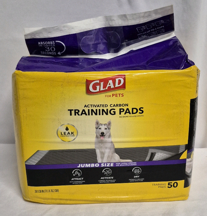 50 New Glad Pets Training Pads Jumbo Size 28 by 30" for Large Dogs - Activated Carbon