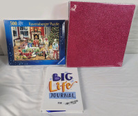 New - Ravensburger 500pc Puzzle , Big Life Journal for Kids & 2.5" 3-Ring Pink Binder