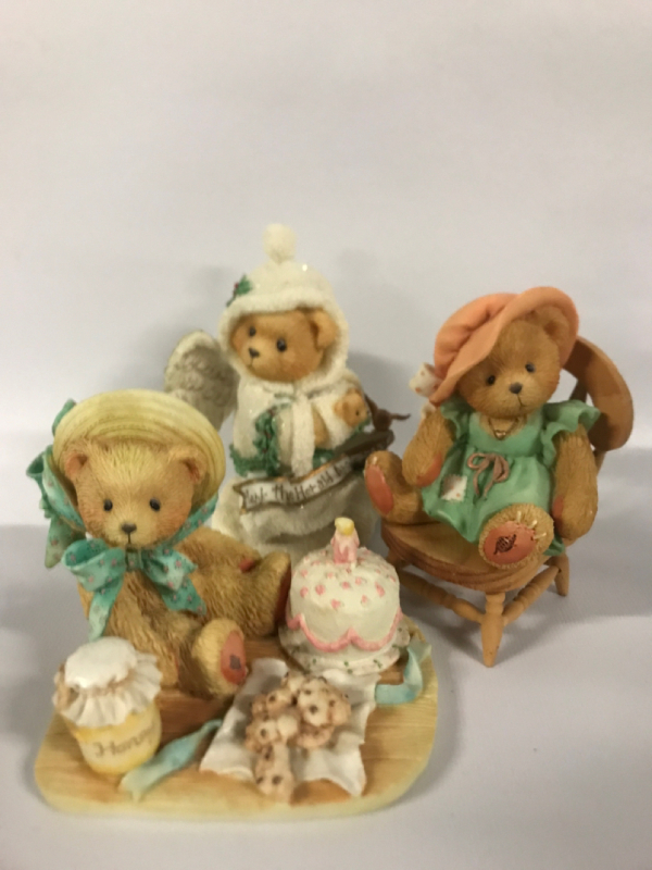 3 Vintage Cherished Teddies Decorations 4”