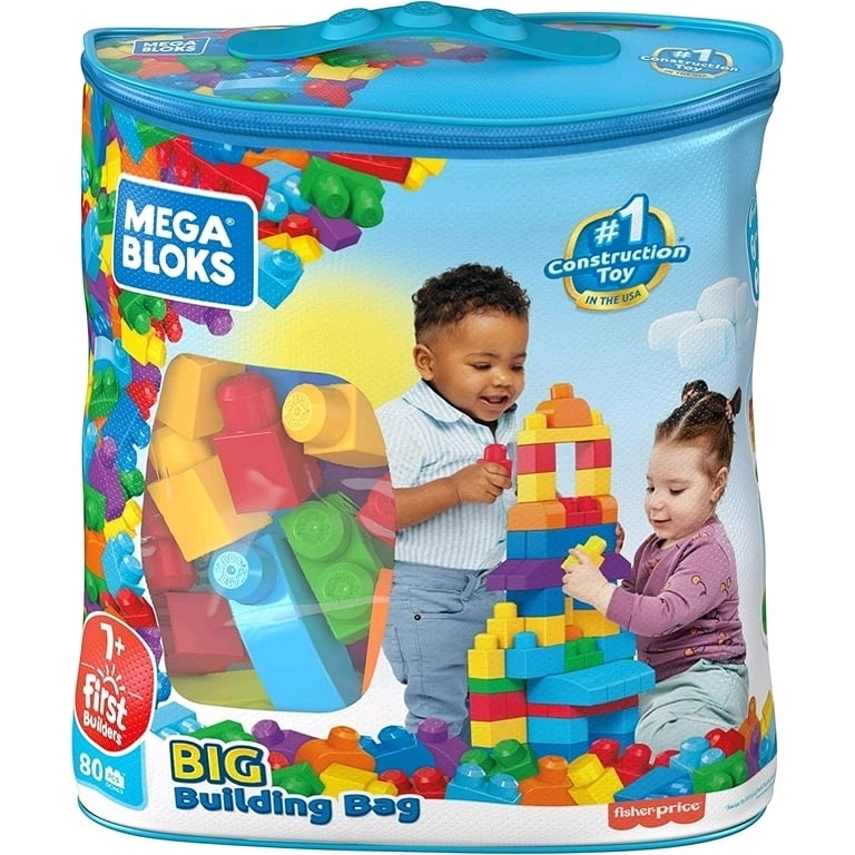 New - MEGA Bloks 1+ First Builders 80pc. Big Building Bag .