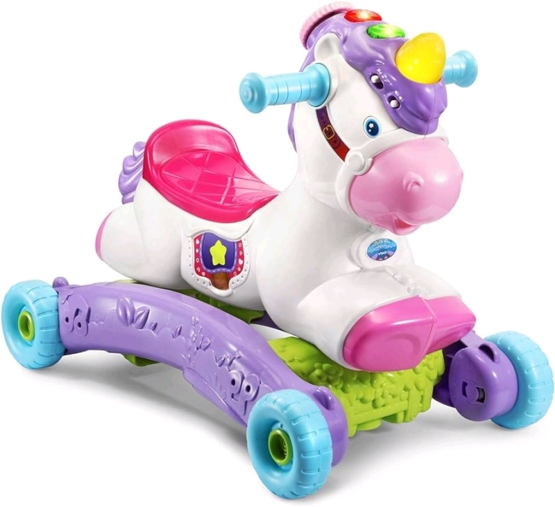 New VTech Prance & Rock Learning Unicorn for 12-36 Months 2-in-1 Rocker & Ride-on | Retails for $49.95