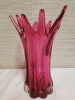 Vintage pink cranberry blown glass vase - 3