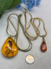 Vintage Seahorse In Amber Resin Pendant Amber Necklace Both With Chains - 4
