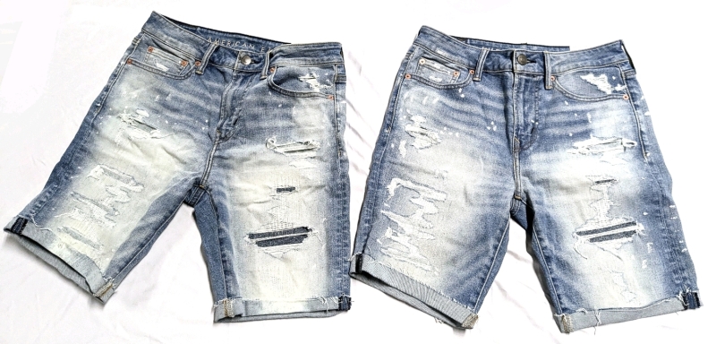 2 New Size 30 | AMERICAN EAGLE At the Knee Jean Shorts w Airfkex + Ultrasoft | Retails for $75 each!