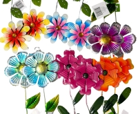 12 New TrueLiving Outdoor Metal Floral Garden Stakes | 21" Long Each