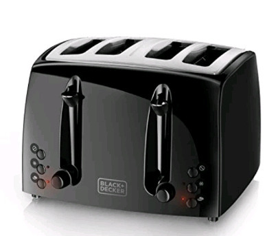 New | BLACK+DECKER 4-Slice Toaster | Extra-Wide, Black |Model# TR1410BD * Retails For $119.47 *