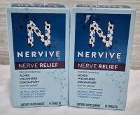 2 New Nervive Dietary Supplement for Nerve Relief 14 Tabs Per Pack Exp 03/2025