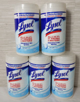 5 New Lysol Disinfecting Wipes , 80 Wipes per Container