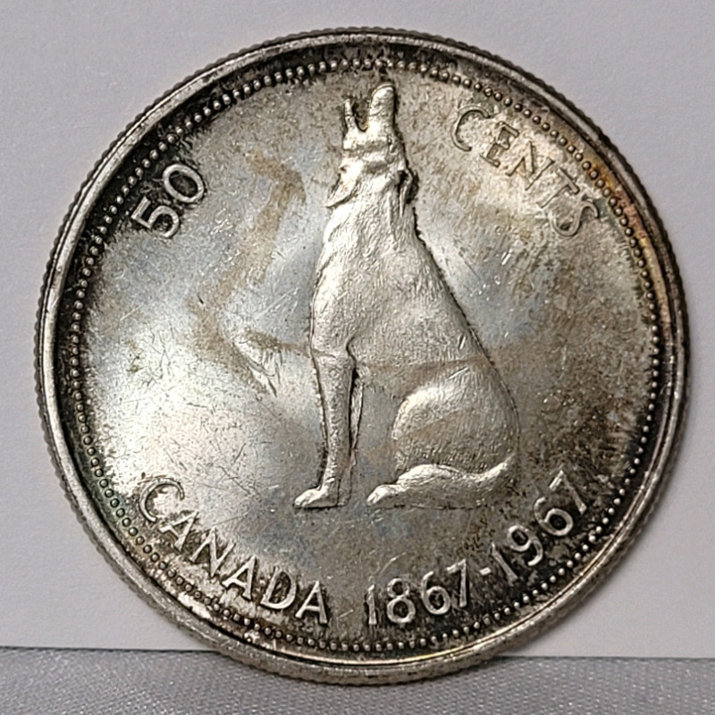 1967 (1867-) Canadian Silver 50 Cent Half Dollar Coin