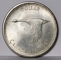 1967 (1867-) Canadian Silver One Dollar Coin