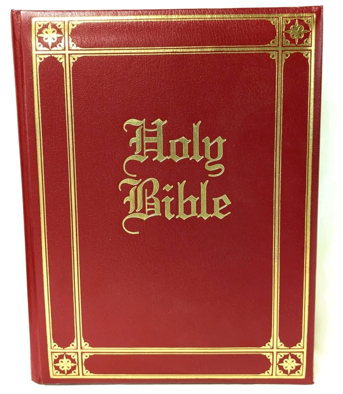 1990 HOLY BIBLE: Guiding Light Edition | Large Format Bible w Gold Gilt Page Edges, King Games Old & New Testament | 11.25" Tall