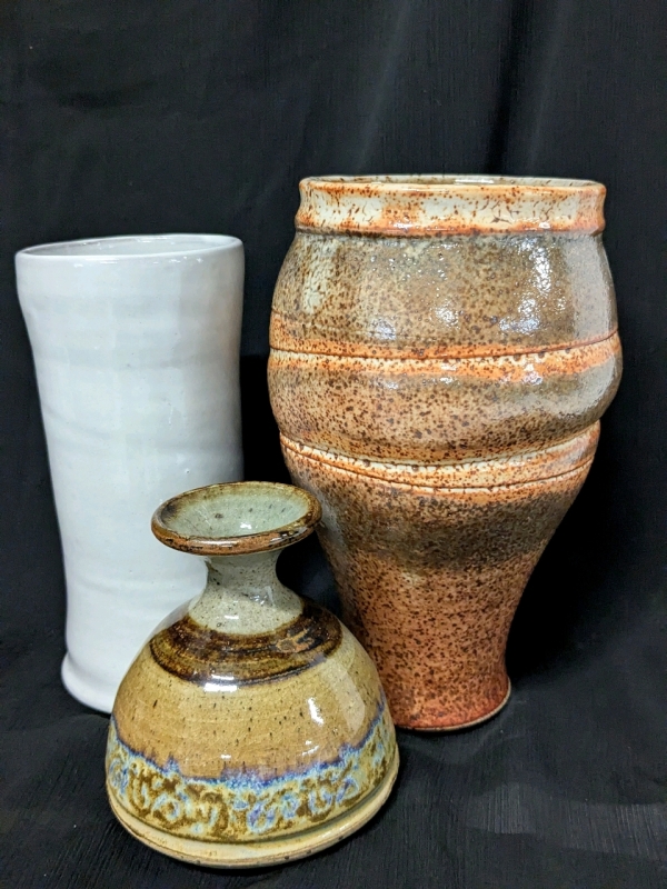 3 Handmade Signed Vases in Terracotta & Earthenware | 4" - 7.5" Tall