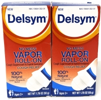 New DELSYM No Mess 100% Natural Vapor Roll-On Cough Relief (Suppressant & Topical Analgesic) | 50g ea | EXP Sep/Nov 2025