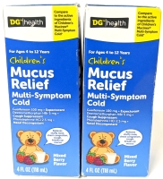 2 New Children's MUCUS RELIEF Cough Suppressant+ Nasal Decongestant | Mixed Berry Flavour | 118ml ea | EXP 09/2025