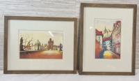 2 Framed Watercolours 13" by 10.25" - Signed