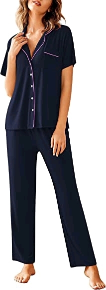 New Avidlove Notch Collar Soft Pajama Set - MED