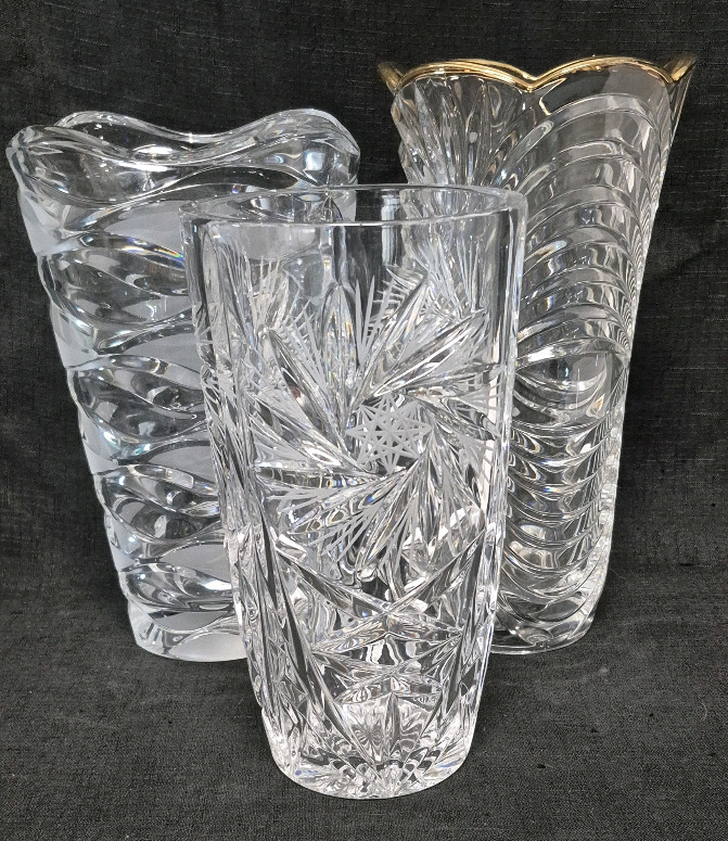 3 Vintage Crystal & Glass Vases