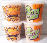 4 Tubs of Candy Corn Cotton Candy - 42.5g per Tub, Best Before May 2025