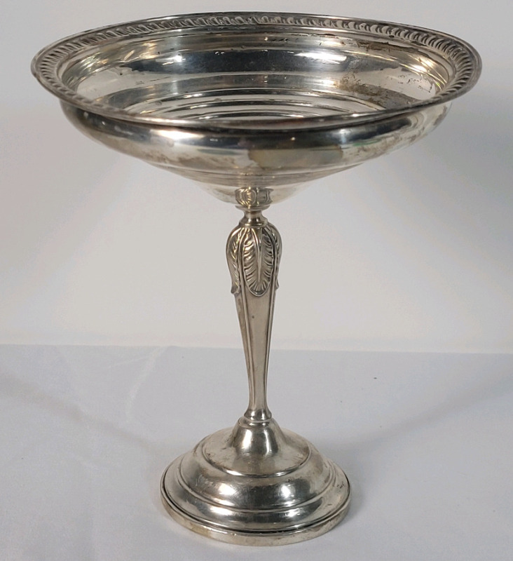 Vintage Sterling Silver Weighted Pedestal Candy Dish . Measures 6 3/4" tall .