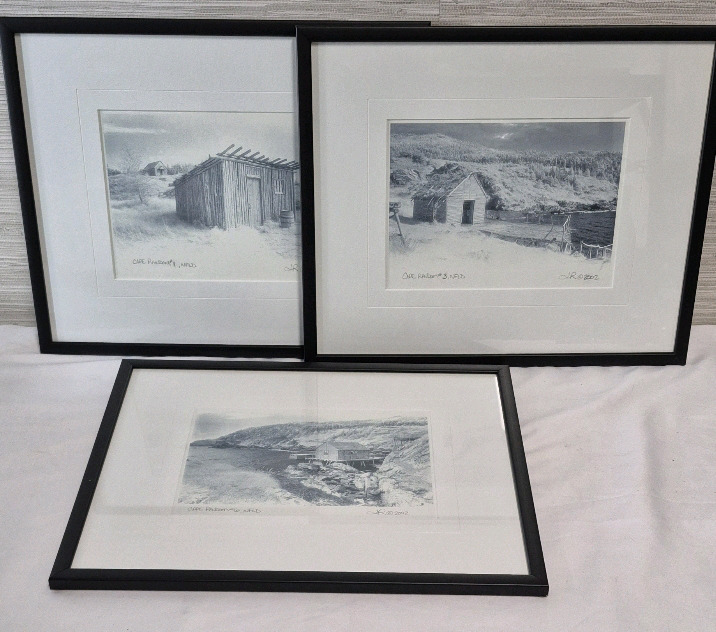 3 Framed Prints of Newfoundland - 16 by 13" Signed by Terry Robertson 2002