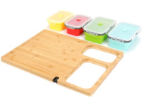 New | Chop Drop Bamboo Cutting Board with Containers | * Retails For $50+ *