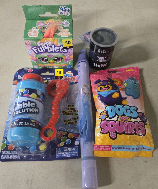 New | Kids Fun Lot! Includes Furby Furblets, Bubbles, Slime & Dogs Vs Squirles Mystery Plush Toy!