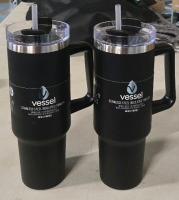 2 New Vessel Stainless Steel Insulated Tumbler with Handle 40oz (1183mL) - 2 Black Hot & Cold Drinks