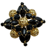 Verified Stunning Julianna Brooch Reference 8133 Data Base Black & Gold