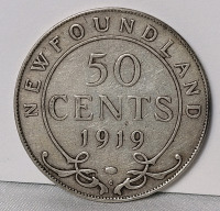 1919-C Newfoundland Silver 50 Cent Half Dollar