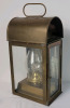 Vintage Nautical Brass Ship Cabin Oil Lantern w/Side Door & Pull Out Oil Lamp . Made in England . Measures 6 3/4"&times;12"&times;5 1/4" - 2