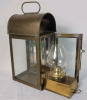 Vintage Nautical Brass Ship Cabin Oil Lantern w/Side Door & Pull Out Oil Lamp . Made in England . Measures 6 3/4"&times;12"&times;5 1/4" - 5