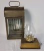 Vintage Nautical Brass Ship Cabin Oil Lantern w/Side Door & Pull Out Oil Lamp . Made in England . Measures 6 3/4"&times;12"&times;5 1/4" - 6