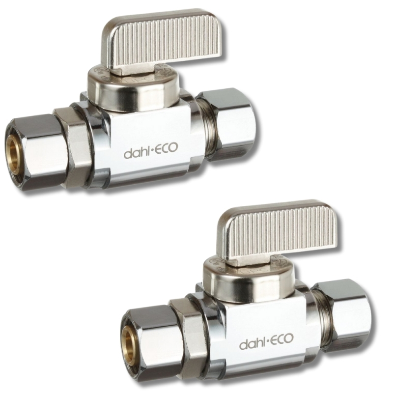 2 New Dahl Mini-Ball Retrofit Valves 3/8 OD Female Comp x 3/8 OD Comp, Retrofit, Straight, Plated, Lead-Free Model # 511-41-31 | Over $50 Value!