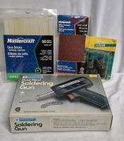 Mastercraft Tool Lot - Soldering Gun, Glue Sticks, Sandpaper +