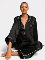 New Victoria's Secret sz XSmall Satin Long PJ Set - Black