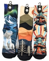 3 New Pairs Size L/XL | OUTWAY Graphic Crew Socks | Retail Value of Over $60!