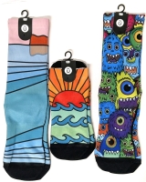 3 New Pairs Size M/L | OUTWAY Graphic Crew & Ankle Socks | Retail Value of Over $60!
